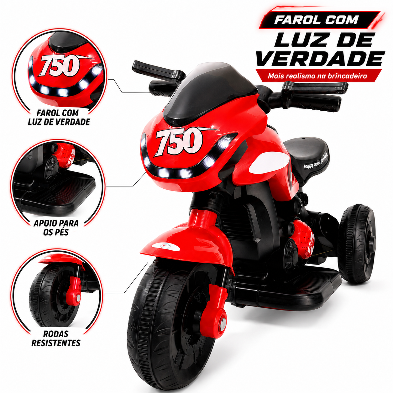 Mini Moto Elétrica Infantil com Luz e So ...