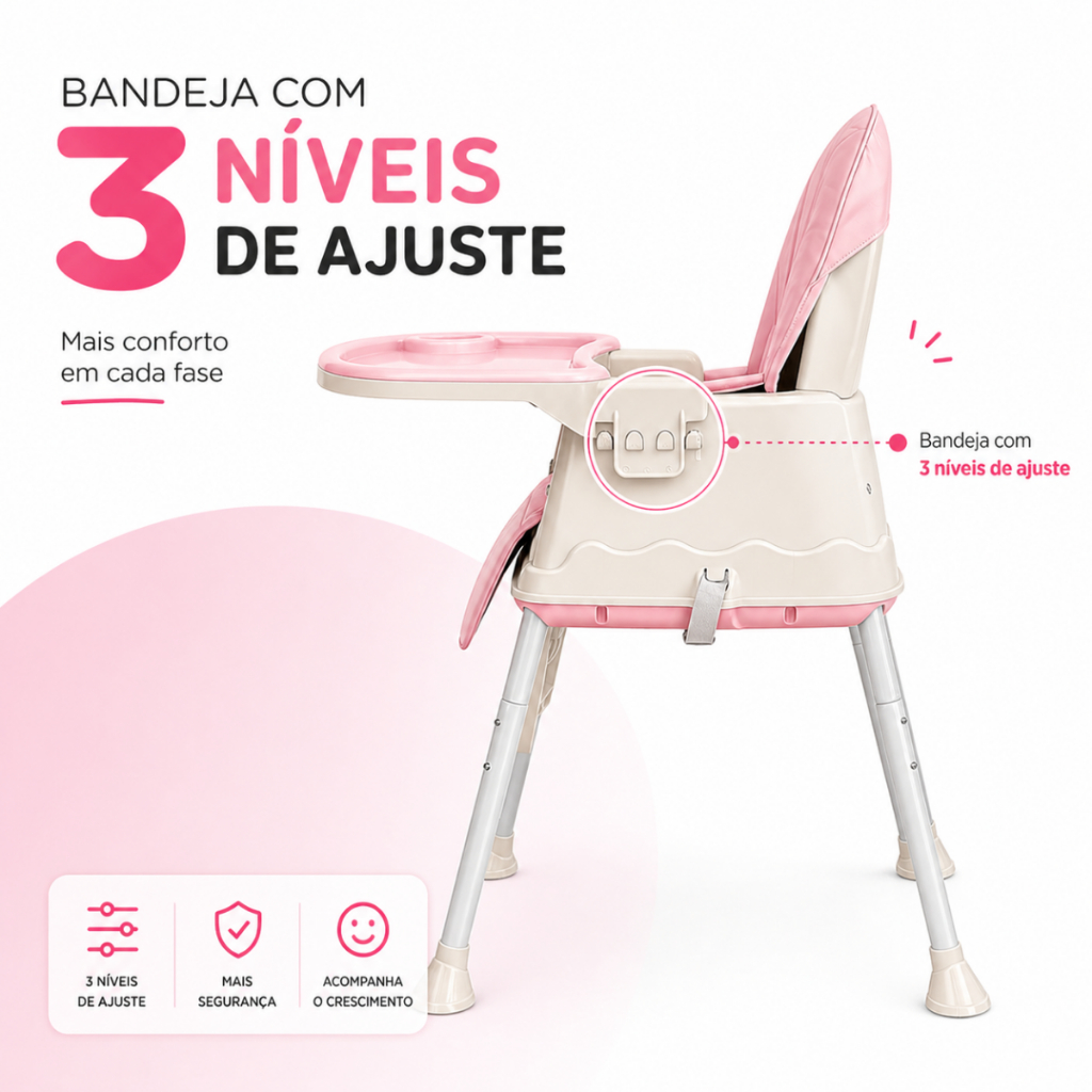 Cadeirinha de Alimentação infantil 2 Altu...