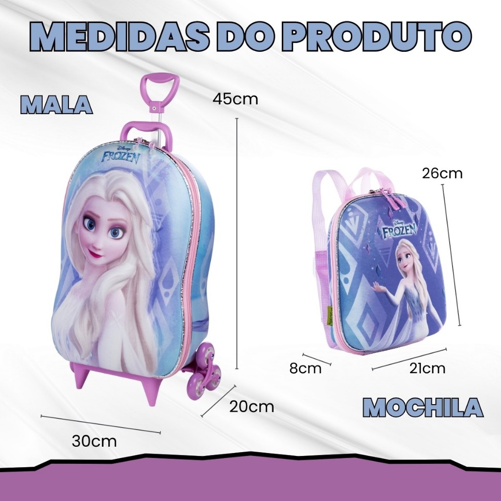 Kit Mochila 3d Elsa De Rodinhas E Lanchei...